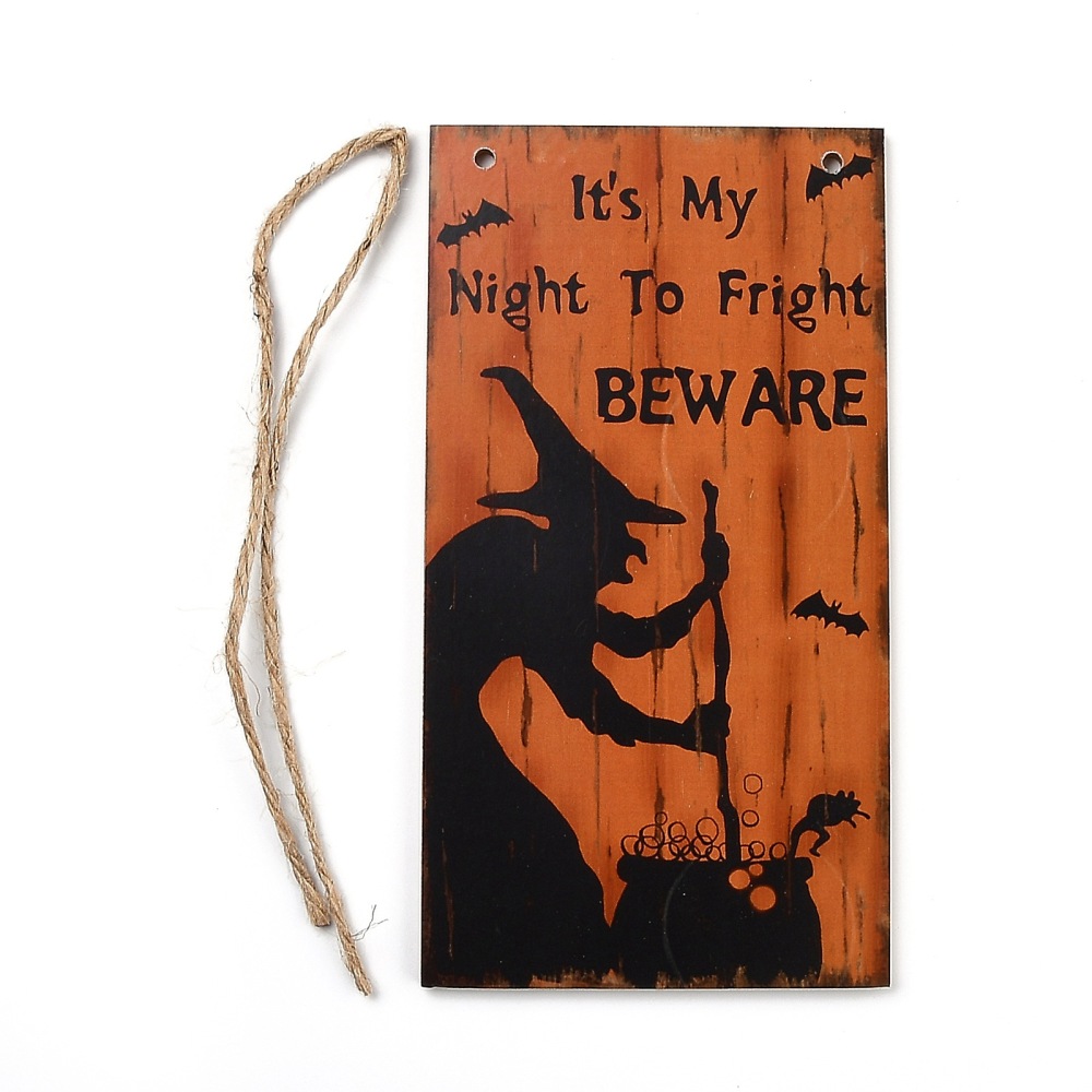 Tableau Porte  Halloween avec corde, It's my night...orange, 202x107x5mm