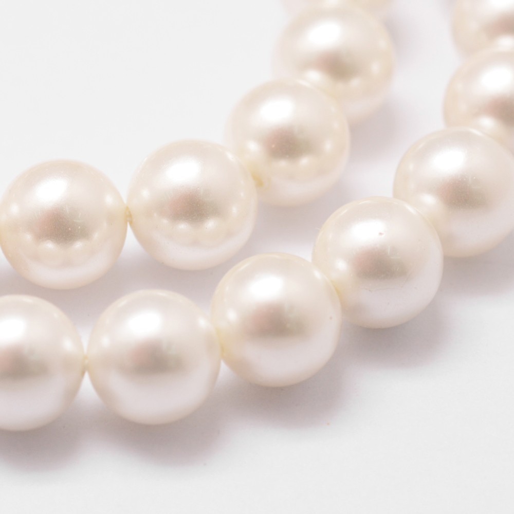 [8978 X-BSHE-L026-03-6mm] Perle de coquillage naturelle, plaquée, grade A, blanche, ronde, 6mm, trou 0,8mm