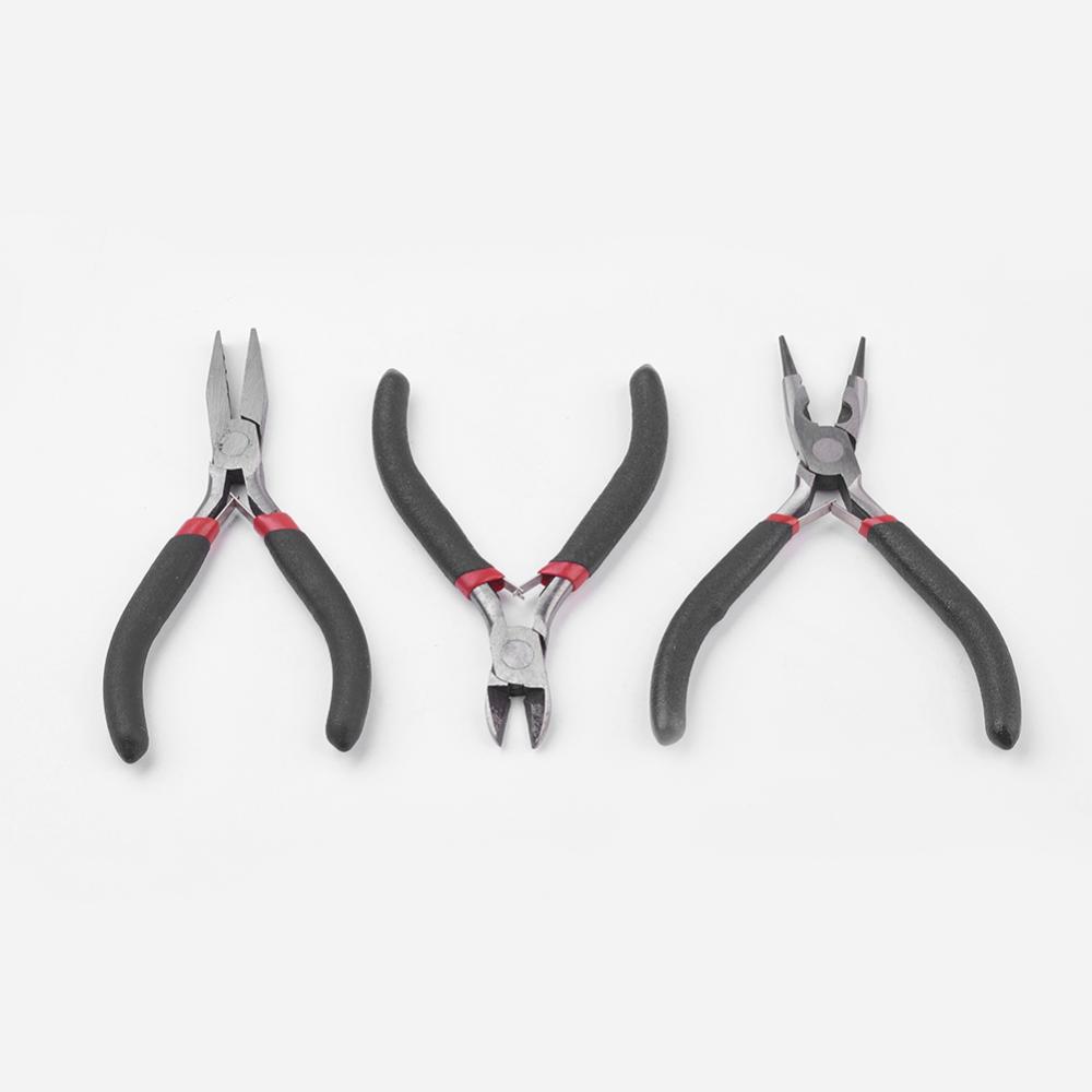 [TOOL-MSMC002-20] Pinces à bijoux lot de 3 (coupante, plate épaisse, ronde et coupante) 110/125x60mm