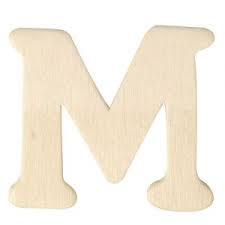 Lettre M en bois, majuscule, plate, 4x4,5cm