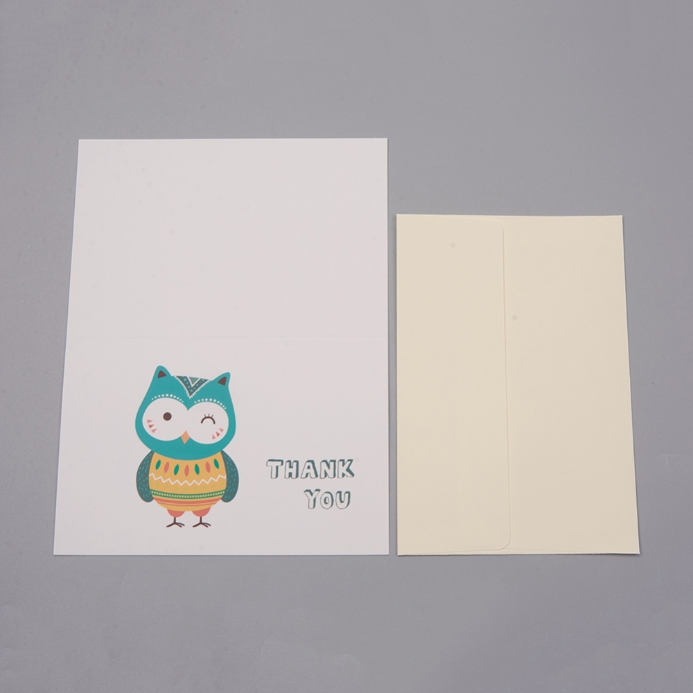 [22E] Carte de remerciement Hibou "Thank You" + enveloppe, 10x15cm