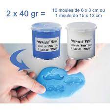 [BLLCC22-80] OLD - Pate de moulage en silicone, blanche et bleue, 2 x 40gr