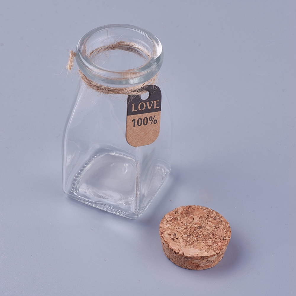Fiole en verre avec bouchon en liège, 50x95mm, 100ml, l'unité