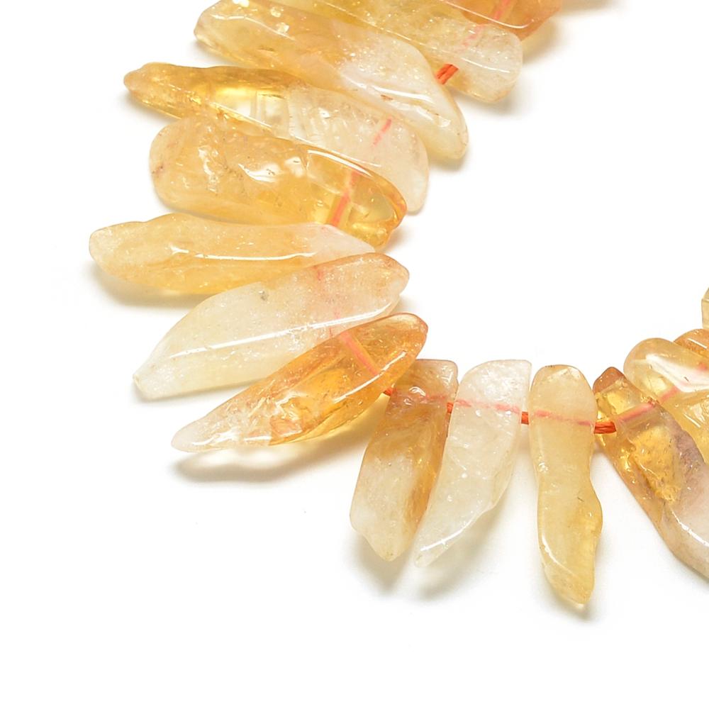 Pierre Citrine naturelle, clair orangé, rectangle, 20/65x7/15x6/10mm, trou 2mm, l'unité