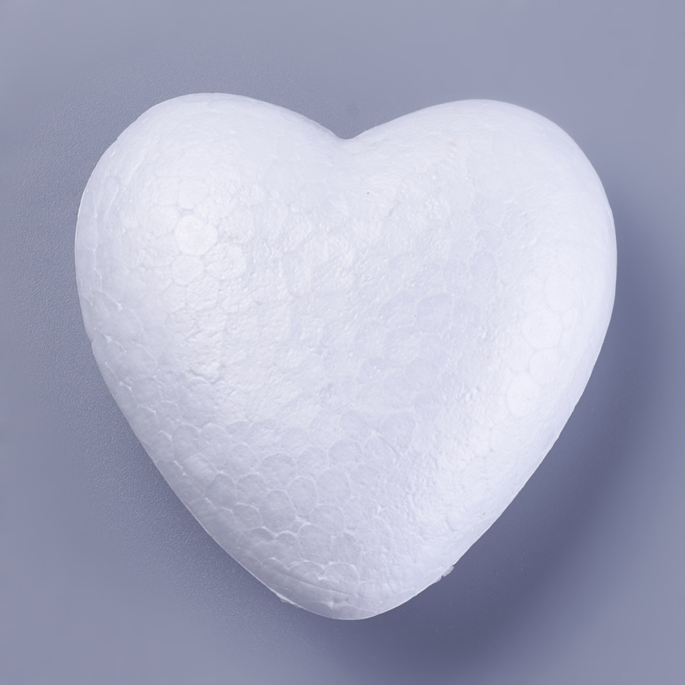 Coeur en polystyrène blanc, 7x7x3cm, l'unité