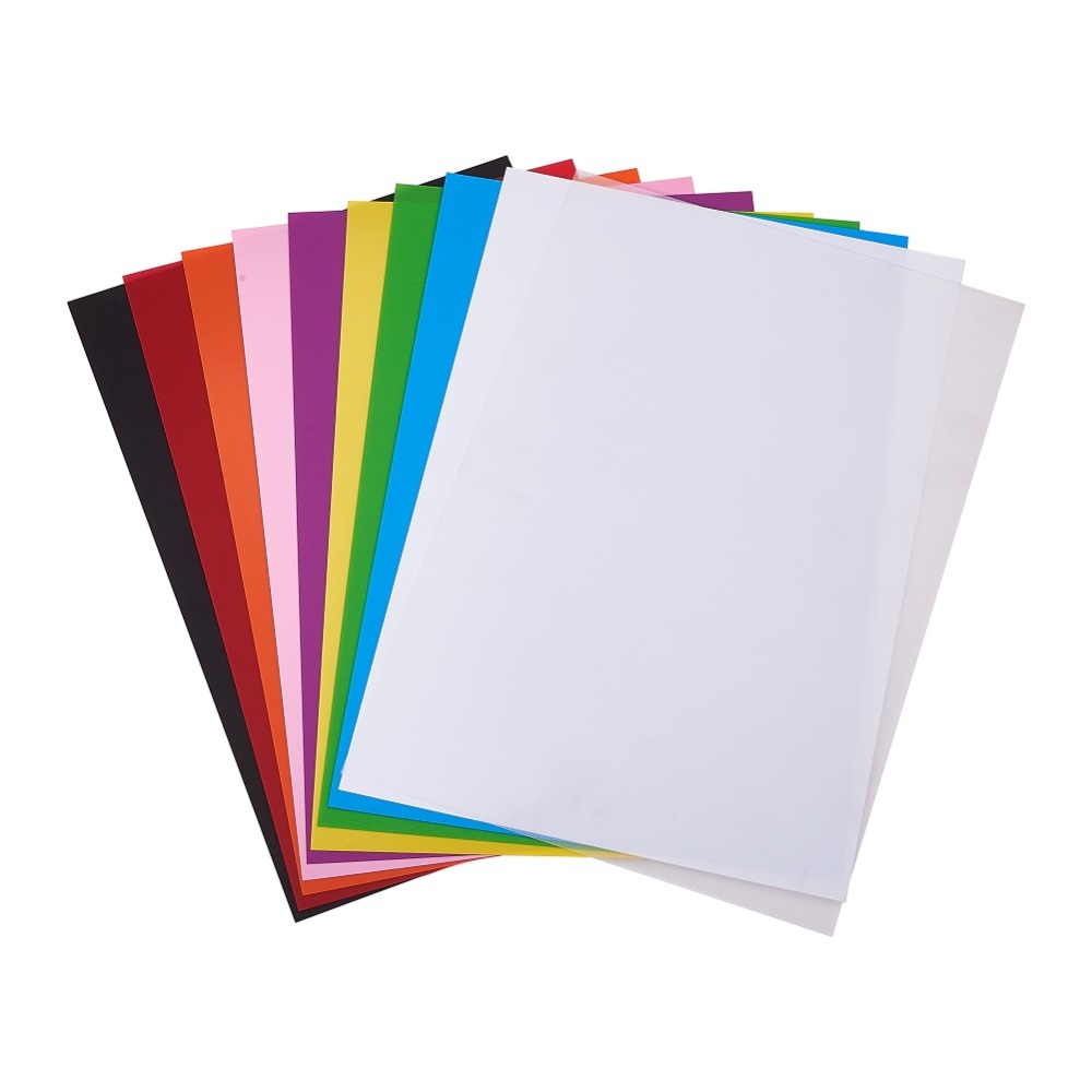 Feuille plastique dingue, thermo rétractable, 10 couleurs au choix, 29x20x0.3mm, la feuille