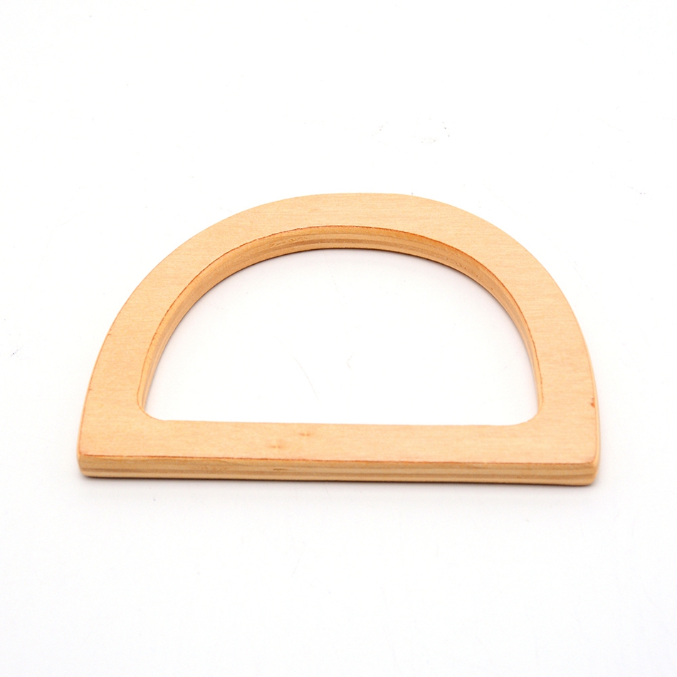 Poignée de sac en bois "forme D", 12x8.5x1cm, couleur bois clair, à l'unité