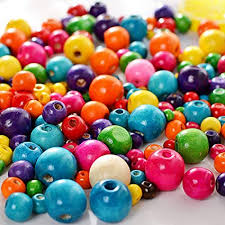 [61654002] Sachet Perles en bois, plusieurs coloris, diam 10mm, trou 2mm, ~47 perles (blanc)