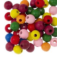 [61656002] Sachet Perles en bois, plusieurs coloris, diam 15mm, trou 3mm, ~14 perles (blanc)