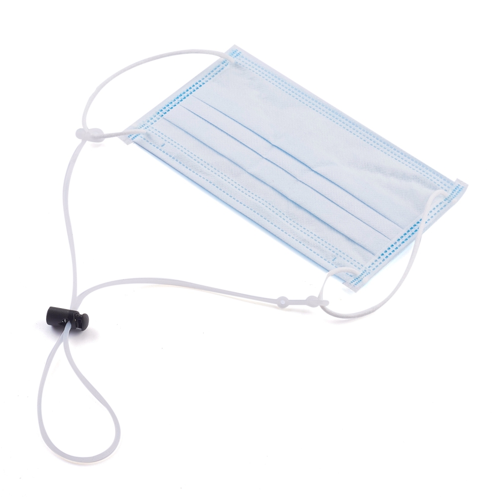 Rallonge sangle pour masque, en silicone blanc, cordon de verrouillage, 550x2.5x2.5mm