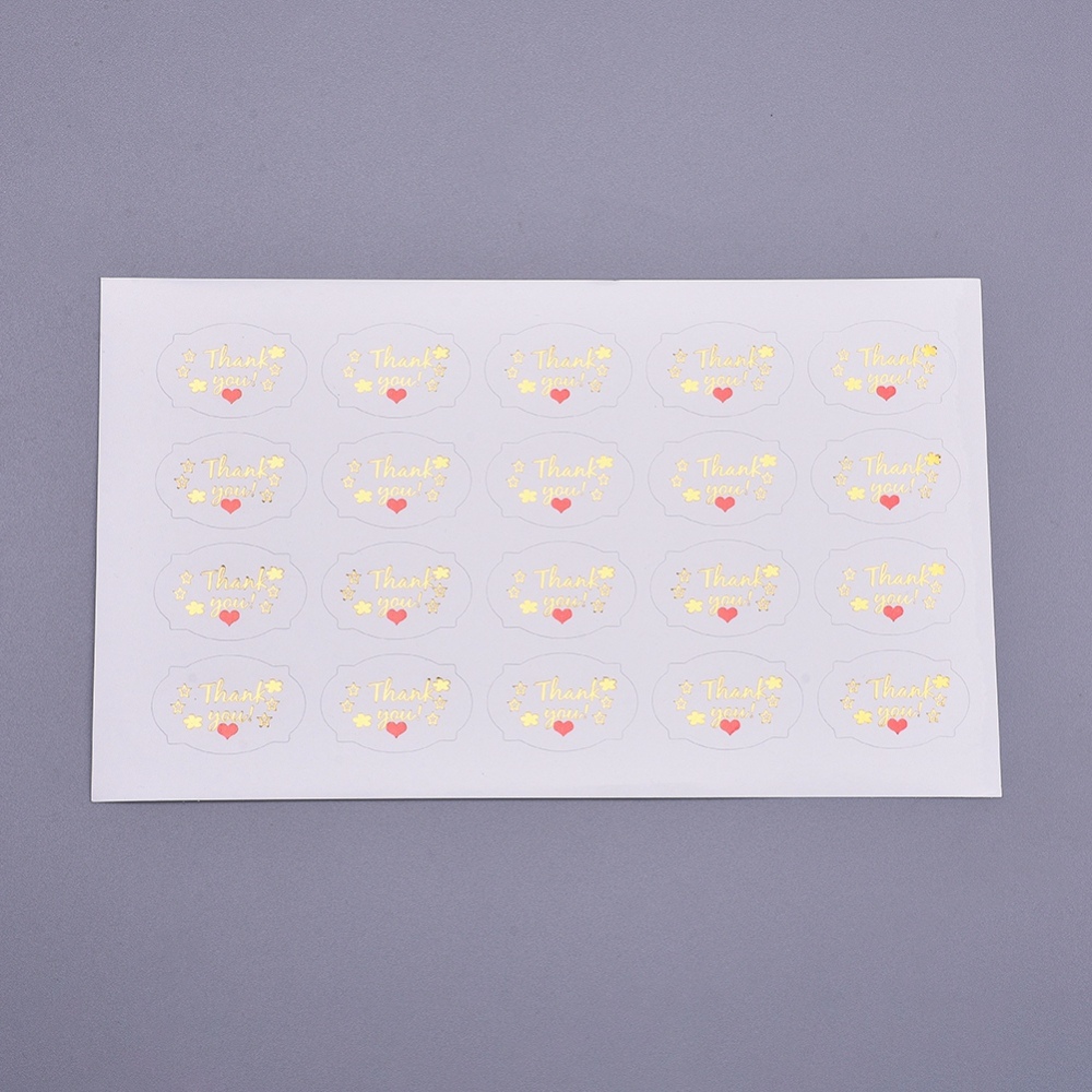 Stickers autocollant "bulle thank you coeur rouge", 20x30mm, x 100 pièces
