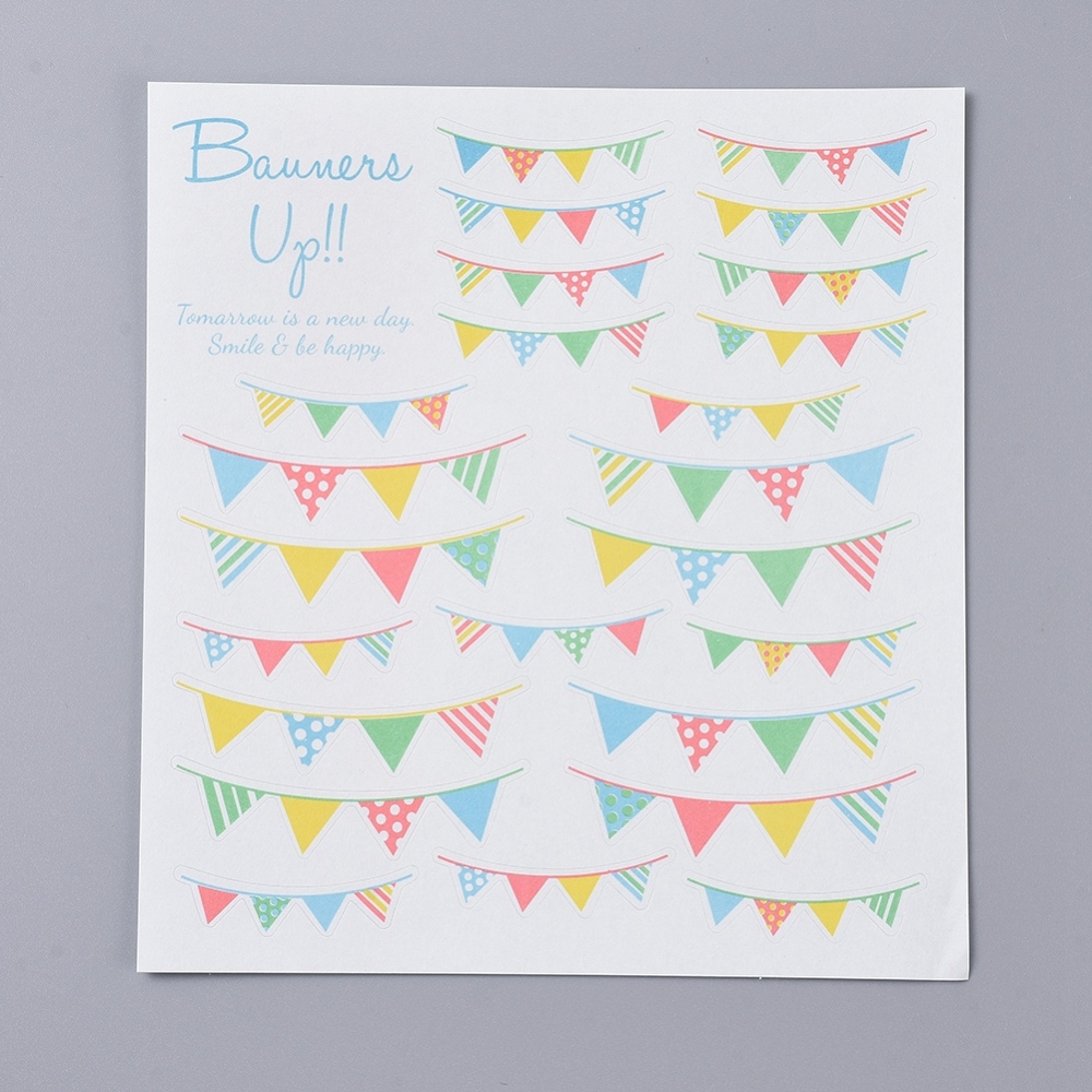 Stickers autocollant, "fanion anniversaire", 3-4cm x 1cm x 24 pièces