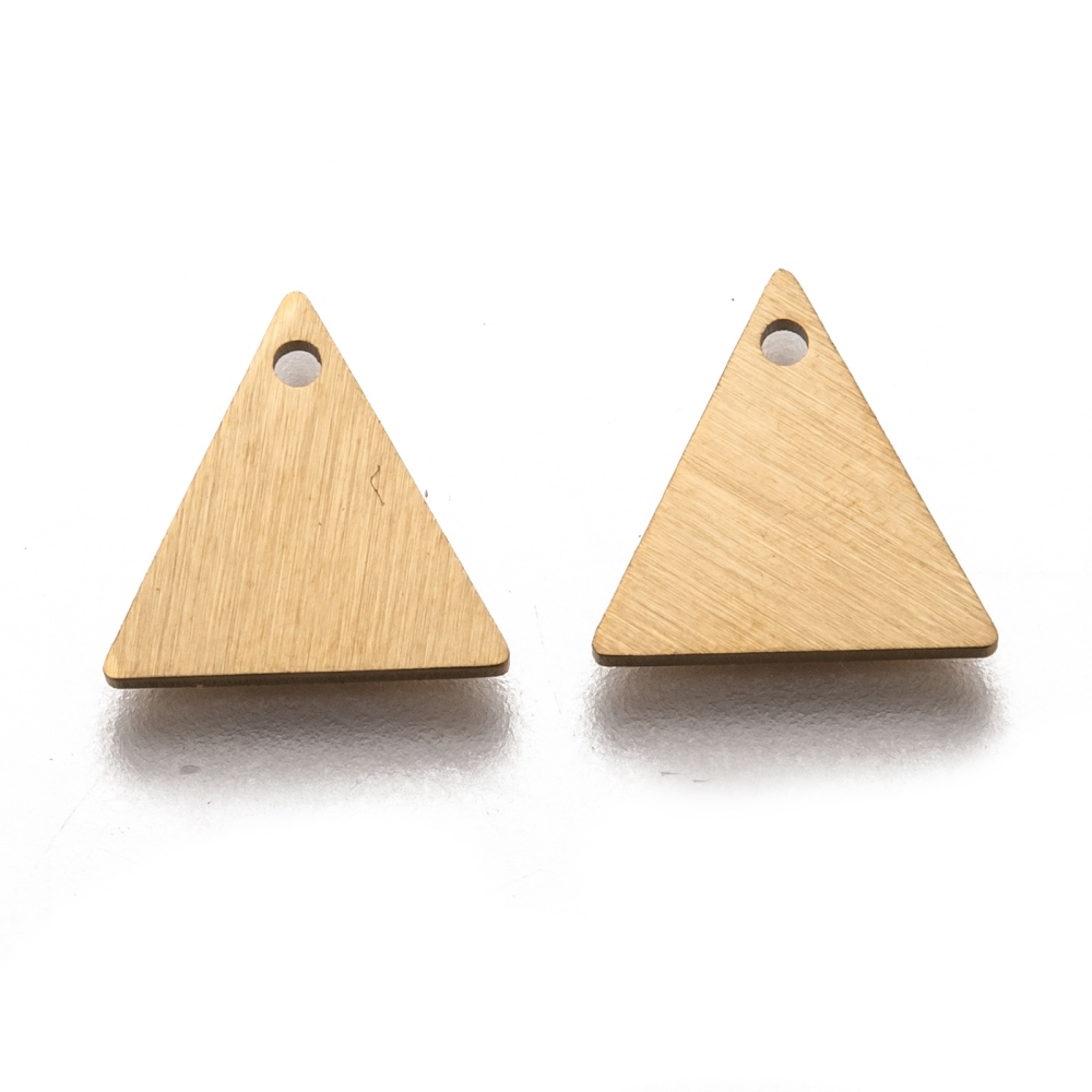 Pendentif INOX doré, placage ionique, triangle, 10x10x1mm, Trou : 1mm