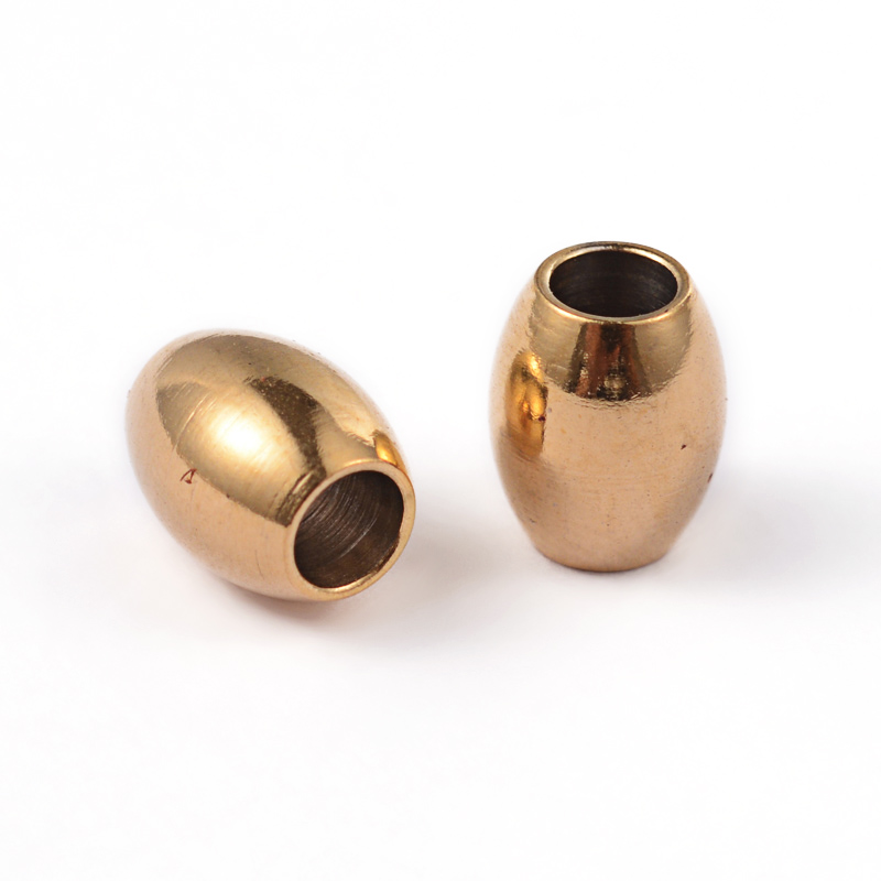 Cache noeud INOX doré, placage ionique, forme grain de riz, 6x5mm, trou 2,5mm, l'unité
