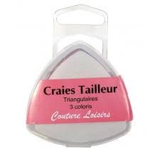 Craies tailleur triangulaires, 3 couleurs, plat, ~6x5cm