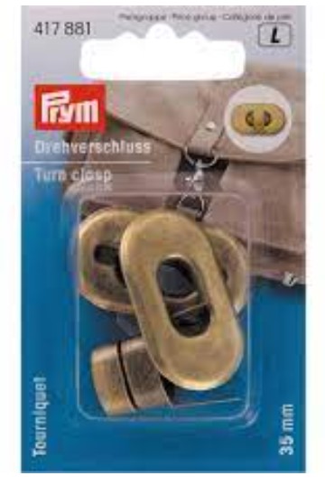 [417881] Tourniquet ovale pour sac, en laiton brossé, ~4x2.5cm