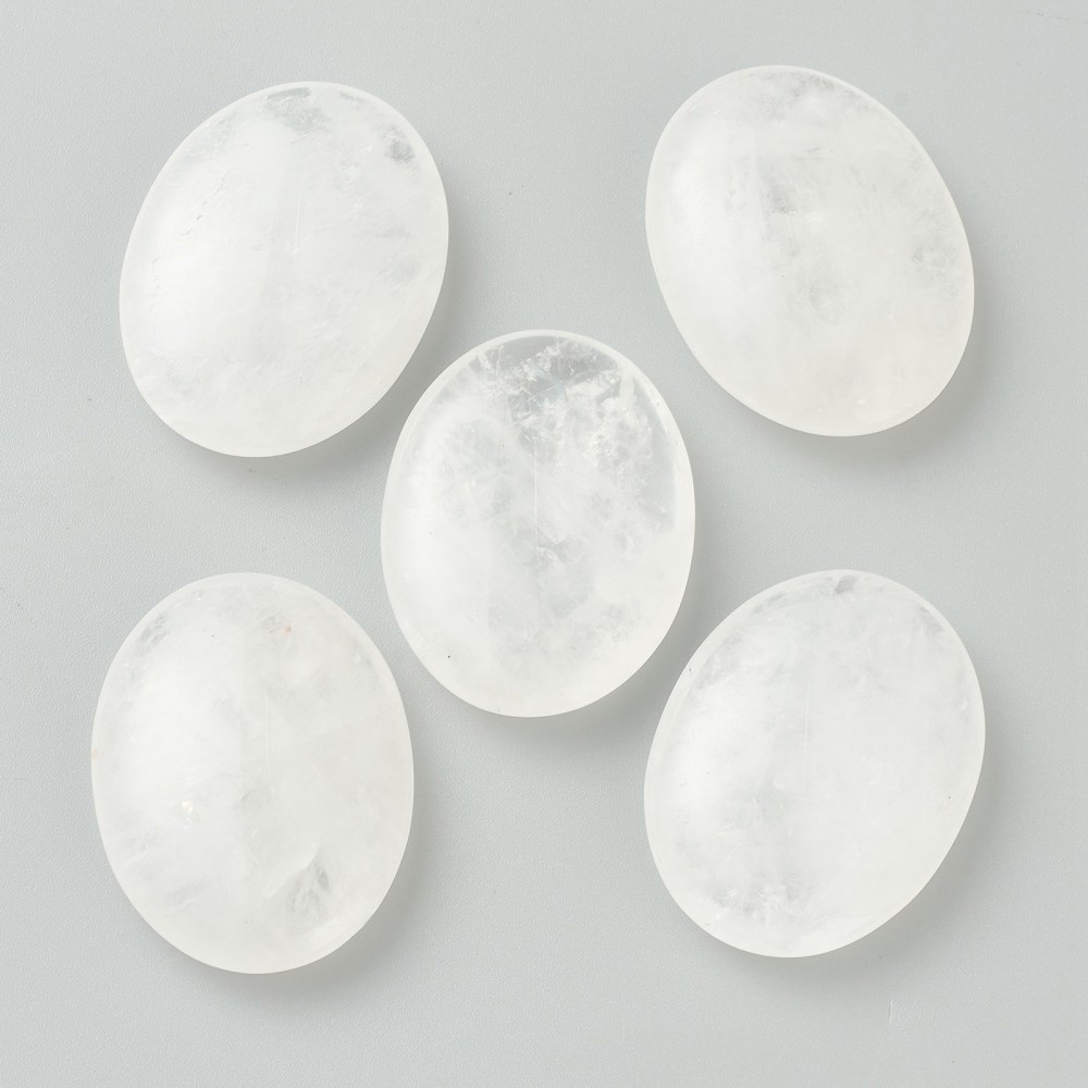 Pierre Cristal de Quartz naturel, transparent, ovale 44x34x10mm, sans trou
