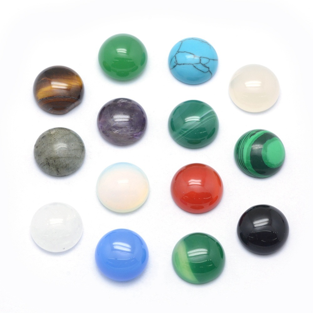 [X-G-P393-R-6mm] Cabochons en pierres gemmes naturelles mixtes, plat rond, 6x3mm