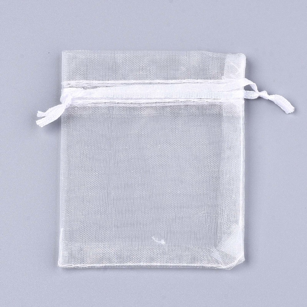 [OP-R016-9x12cm-04] Pochette cadeau en organza, blanc, 12x9 cm