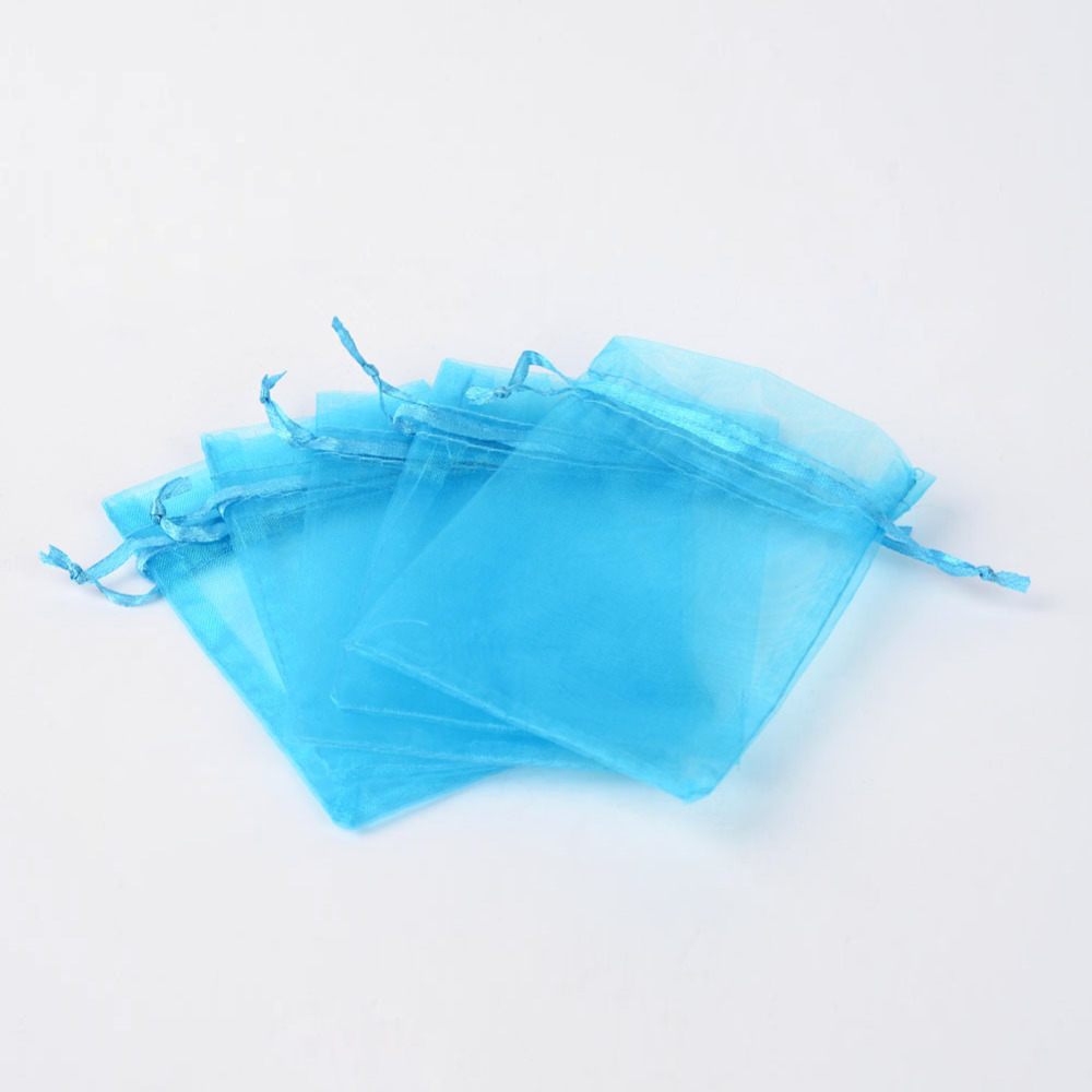 Pochette cadeau en organza, turquoise, 12x9 cm