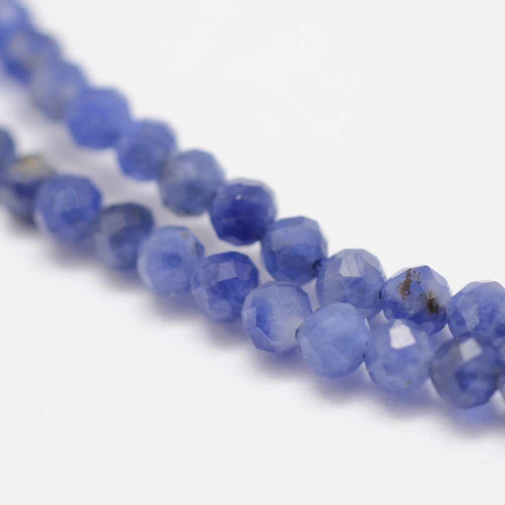 Pierre Sodalite, naturelle, bleue, ronde à facettes, 2-2,5mm, trou 0.5mm