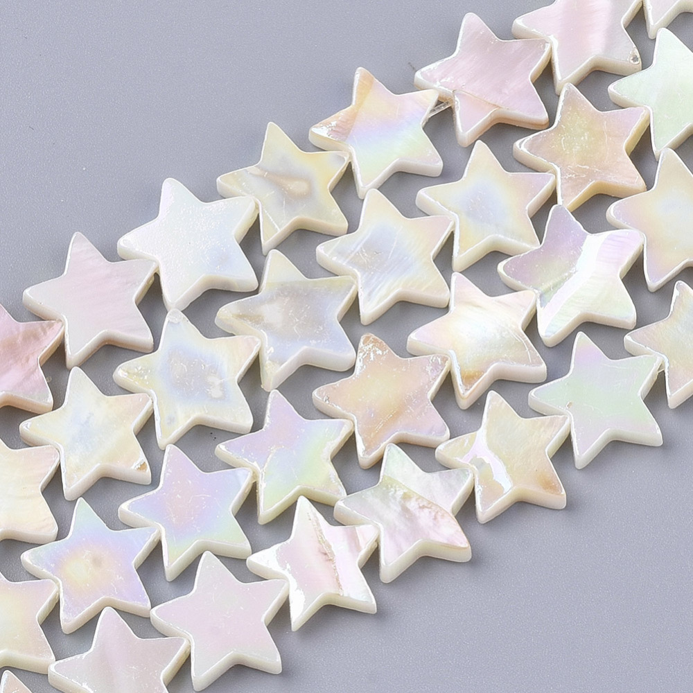 [X-SHEL-N026-07B] Perle en nacre naturelle, forme étoile, 13x13x3mm, trou 0,9mm