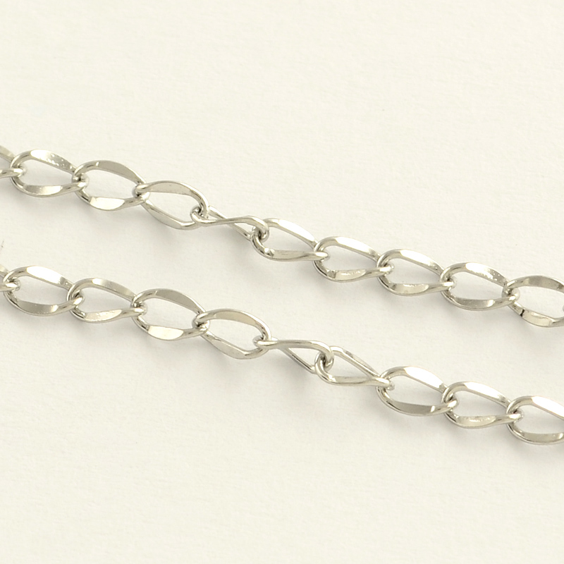 Chaîne INOX argenté, soudé, 4x2.7x0.5mm