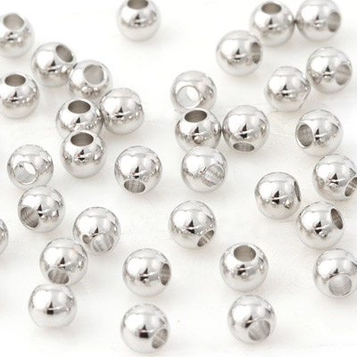 OLD Perle ronde en argent 925, diamètre 8mm, trou 3mm