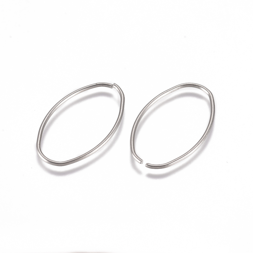 Anneau ovale simple ouvert INOX argenté, 26x16x1mm, diamètre intérieur: 25x14 mm, unité