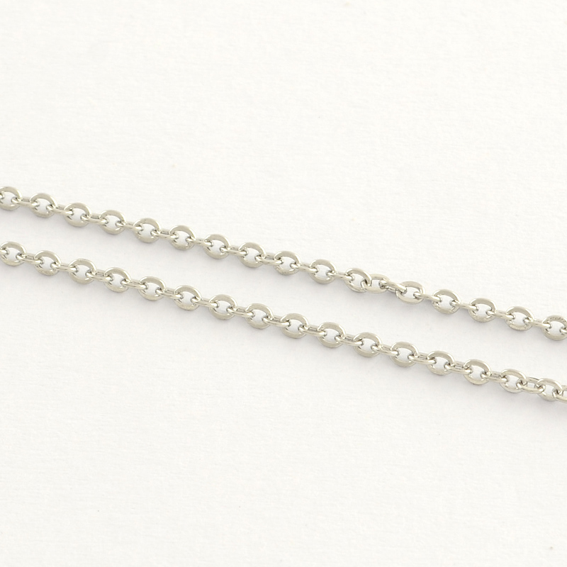 Chaîne en INOX argenté, ovale plat, 2,4x1,9x0,4mm, maillons soudés, au mètre