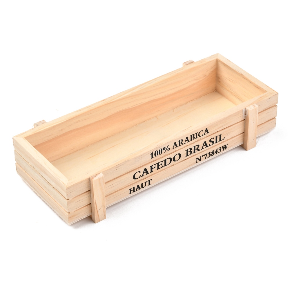 [CON-M002-01B] Caisse/jardinière en bois, rectangulaire, 21.3x7.2x4.5cm