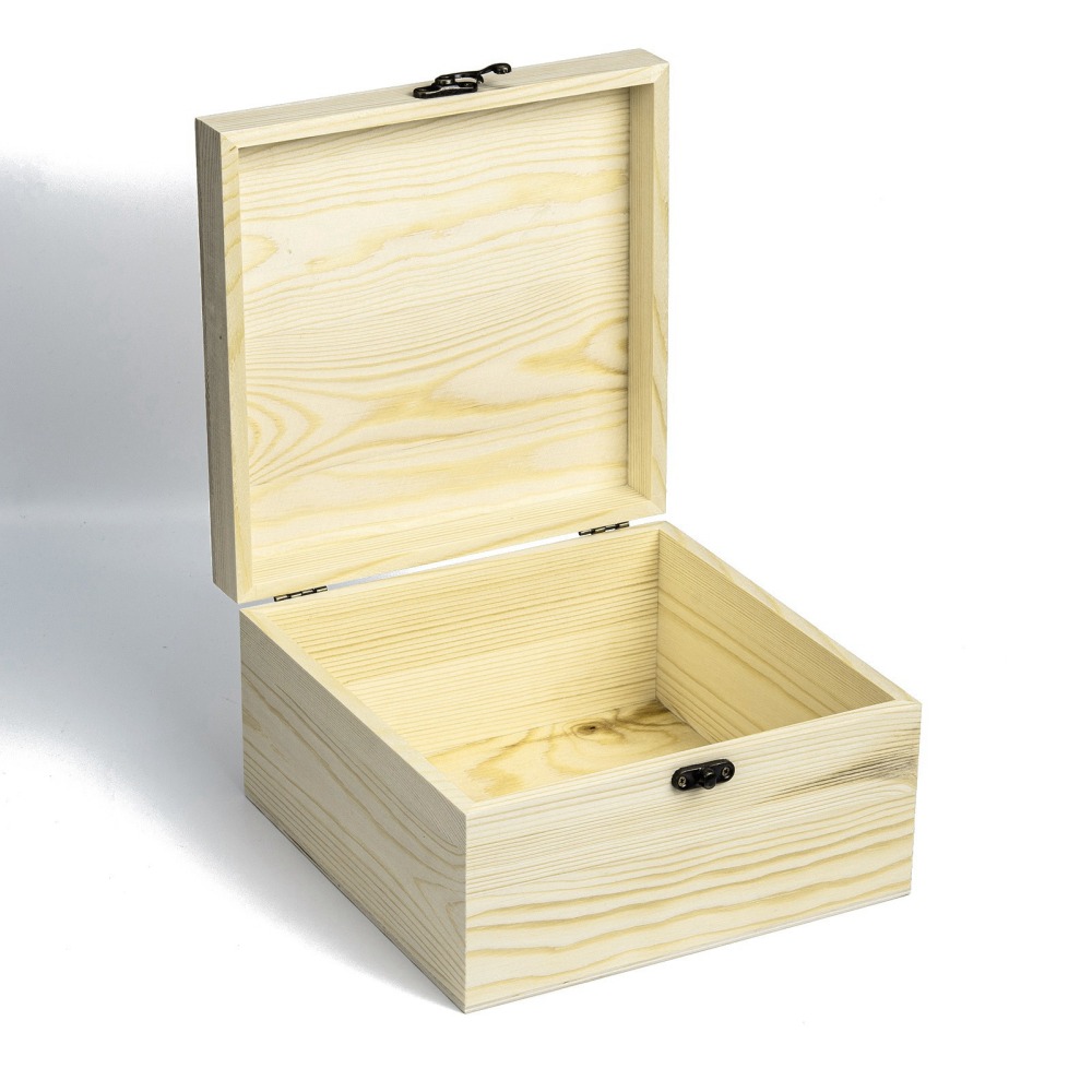 Boîte/coffret en bois, carré, 20x20x11cm