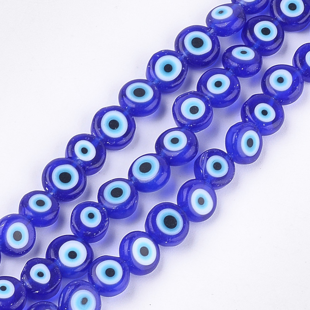 [LAMP-S191-02B-12] Perle mauvais oeil, bleu, 7,5x3mm, trou 1mm, unité