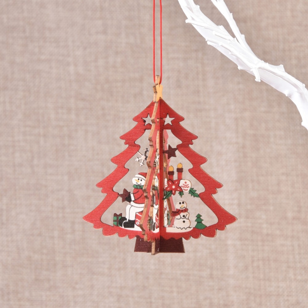 Sapin de Noël en bois, rouge, 109.5x97x96mm