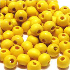 [61652003] Perles en bois polies 6mm, lot de 118 pièces, couleur jaune