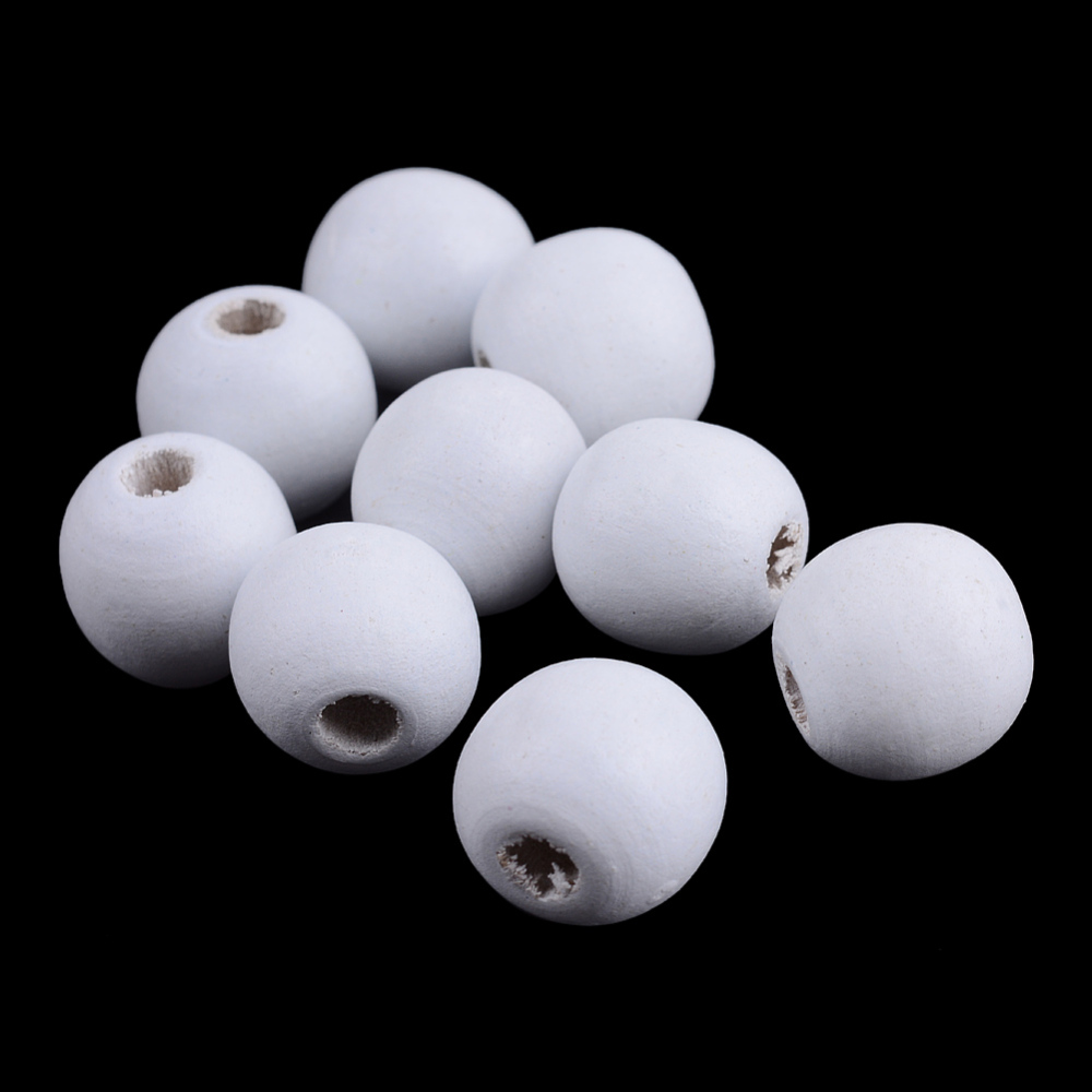 [S6625] Perles en bois polies 6x5mm, lot de 115 pièces, couleur blanche