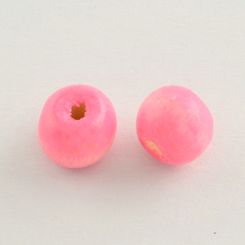 [X-WOOD-Q006-6mm-07-LF] Perles en bois polies 6x5mm, lot de 200 pièces, couleur rose