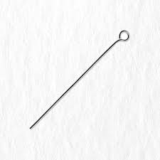 Tige en alliage argenté clair, avec boucle, 70x0,7mm, trou 2,5mm