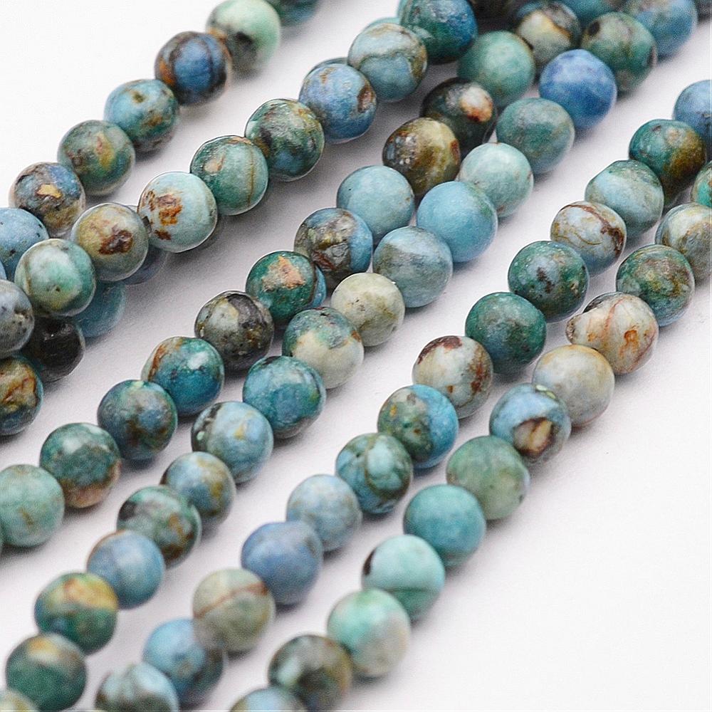 Pierre Variscite, naturelle, ronde, 6mm, trou 1mm