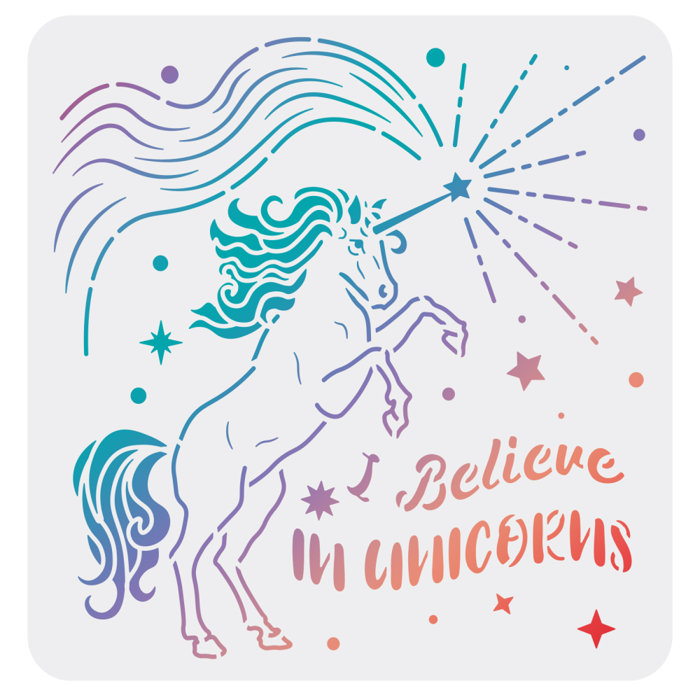 Pochoir format 29.7x29.7cm, licorne