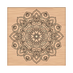 [DIY-CP0007-97L] Tampon en bois géant, motif mandala, 7.6x7.58x2.5cm