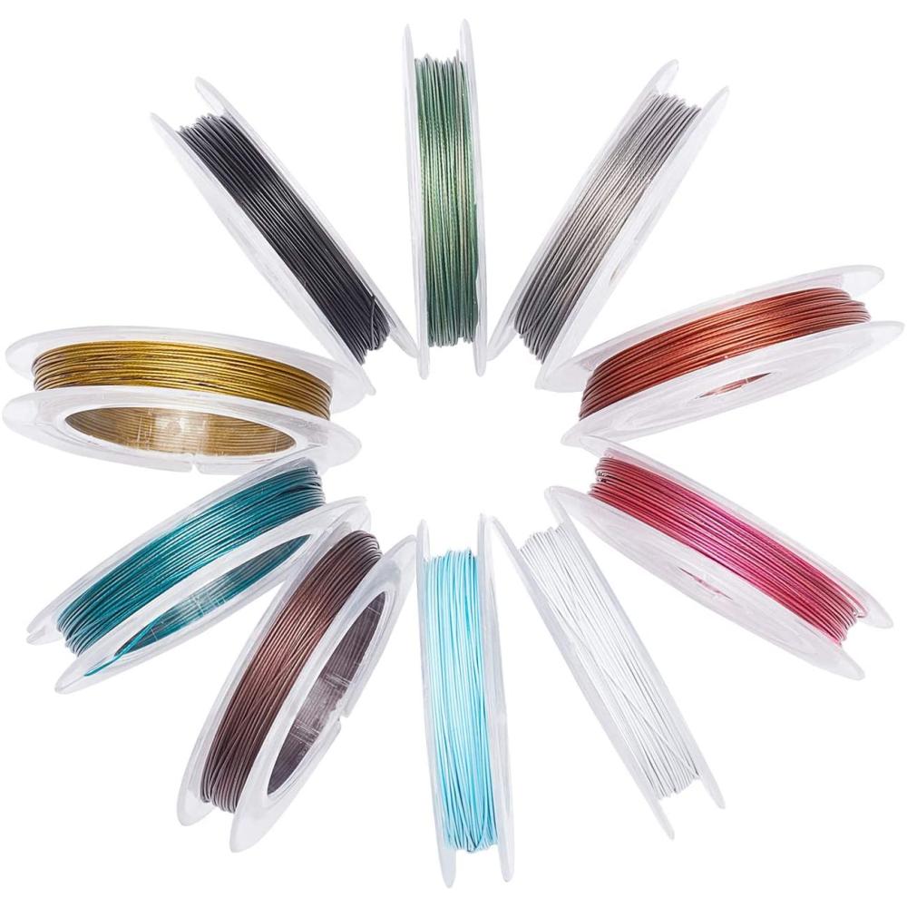 Câble, revêtu de nylon, coloris variés, 0.38mm, environ 32.8 pied (10 m)/rouleau