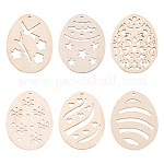 Décoration de Pâques, oeuf à personnaliser, 67.5x52x2.5mm, Trou: 2mm, à l'unité