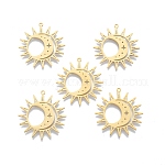 [STAS-N090-LA901-2] Pendentif INOX doré, soleil et lune, véritable plaqué or 18k, 30,5x29x1 mm, trou 1,4 mm, l'unité
