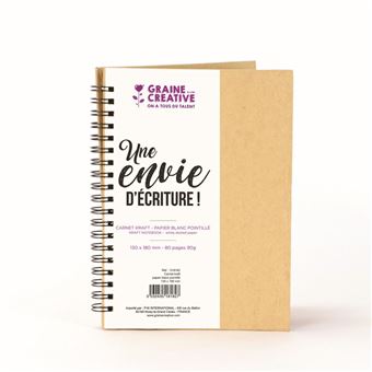 [518182] Carnet Kraft à spirales, papier blanc pointillé, 80 pages, 130x180mm