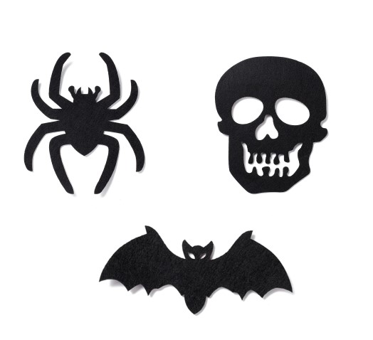 [AJEW-P101-02C] Décorations Halloween, feutrine noire, 12 à 20 cm selon les motifs (Tête de mort)