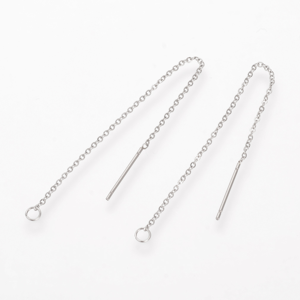 Fils d'oreille INOX argenté, 98x0,5mm, tige 0,7mm, l'unité