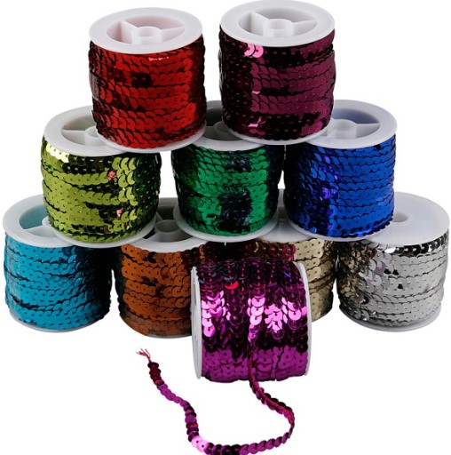 [1048VERT20] Ruban de sequins, coloris variés, les 90 mètres (Vert)