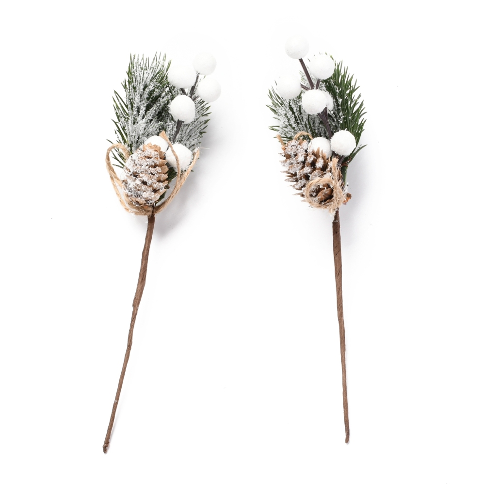 [DIY-P018-C01] Branche de sapin de Noël artificielle, avec pommes de pin, 225mm