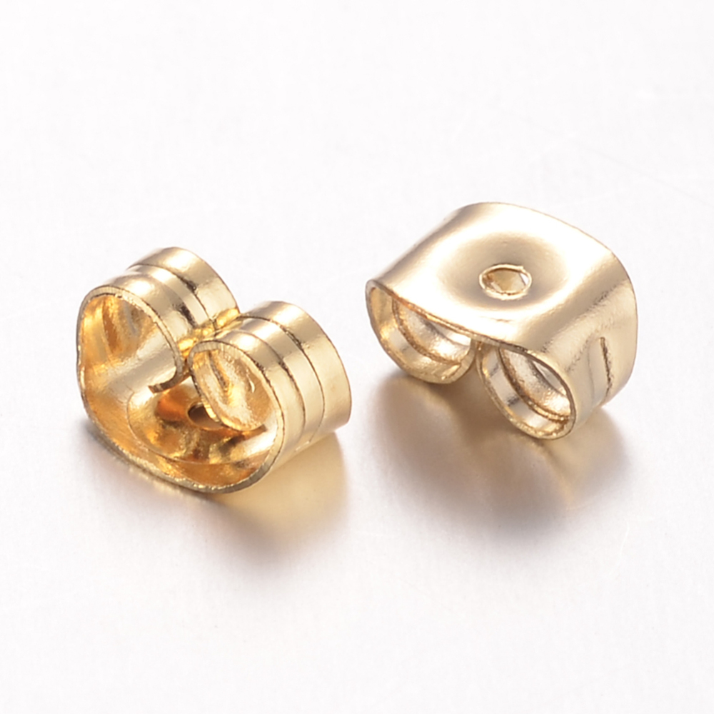[X-STAS-D438-27G] Poussette boucle d'oreille INOX doré, 6x4.5x3mm, trou 0.7mm x 50 pièces